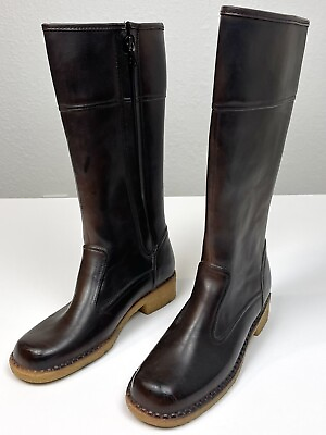 #ad VTG SEARS Womens 6M Brown Fleece Lined Leather Look WATERPROOF BOOTS 59163 562 $62.99