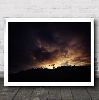 #ad #ad Forever Ireland Landscape Dark Silhouette Figure Blow Blowing Wall Art Print GBP 15.99