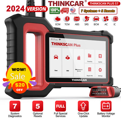 #ad #ad 2024 Thinkscan Plus S7 Car OBD2 Scanner Auto Diagnostic Tool ABS SRS BCM IC AC $129.55