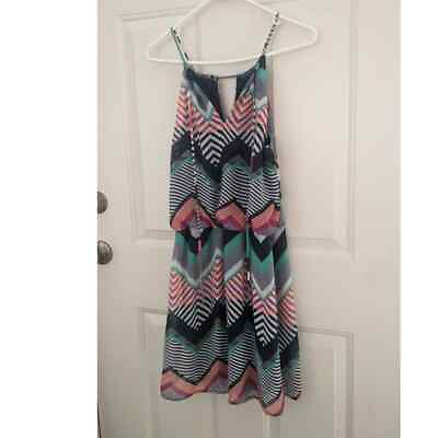 #ad City Triangles Striped Summer Dress Small Beachy Boho $18.00