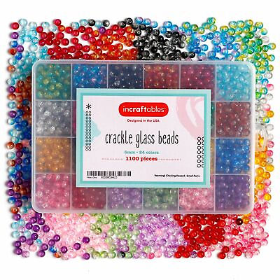 Crackle Glass Beads 24 Colors 1100pcs 6mm for DIY Jewelry Making by Incraftables $15.95