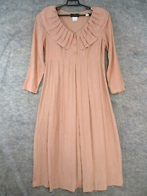 Carol Little Dress Women 12 Dusty Pink Pleated Collar Long Sleeve S Pads Vintage $34.99
