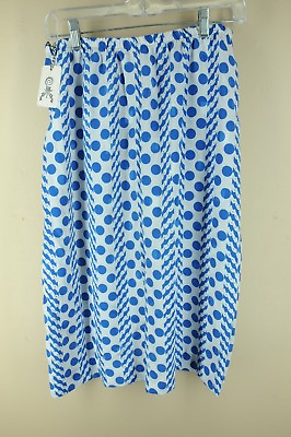 #ad Vintage Women#x27;s Blue amp; White Geometric 70#x27;s Skirt M L Medium Large $14.99