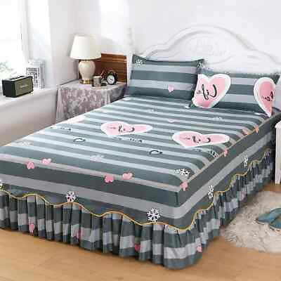 #ad Four Seasons Non slip Bed Skirt Bed Cover Protector Bedsheet Universal Bedspread $31.75