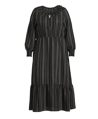 #ad 1X 16W 18W Women#x27;s Plus Size Peasant Tiered Long Sleeve Maxi Dress Black #4482 $27.99