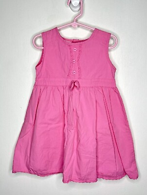 #ad Sweet Heart Button Up Summer Dress Girls Size 5 Sleeveless Pink Cotton $4.54