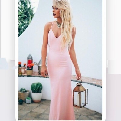 SABO SKIRT Casablanca Lace Back Maxi Dress in Pink Size M $85.00