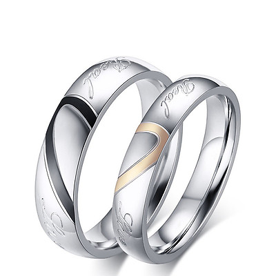#ad Titanium Steel Love Heart Wedding Party Men Women#x27;s Party Couple Rings Size 4 15 C $3.99