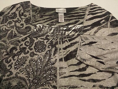 Catherines Womens 3X Plus Petite Blouse 3 4 Sleeve Paisley Square Neck Polyester $16.50