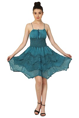 #ad Women#x27;s Lace Overlay Drawstring Neck Sleeveless Cocktail Party Swing Dress 05 pc $74.75