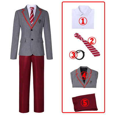 #ad Elite School Uniform Costume Women Jacket Skirt Men Shirt Pants Carnival Cos $54.19