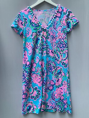 Lilly Pulitzer Dress Size S XL Jungle Sunrise Etta V Neck Dress Short Sleeve $59.99