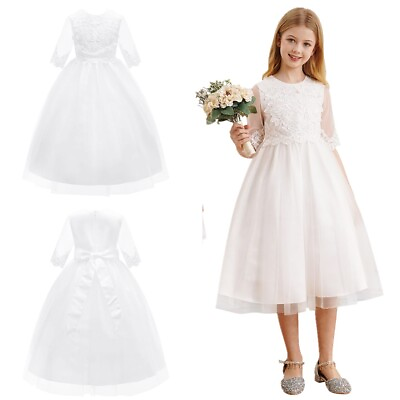 #ad #ad Kids Girl#x27;s Dresses Party Flower Dress Embroidery Sundress Tutu Outwear Maxi $23.77
