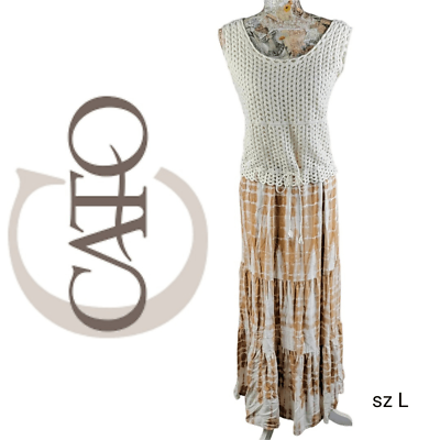 #ad Cato Neutral Crochet Top Tie Dye Skirt Long Dress $30.00