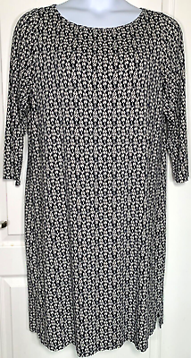 J Jill Wearever pullover stretch Black white gray Dress size LT EUC Easy care $12.50