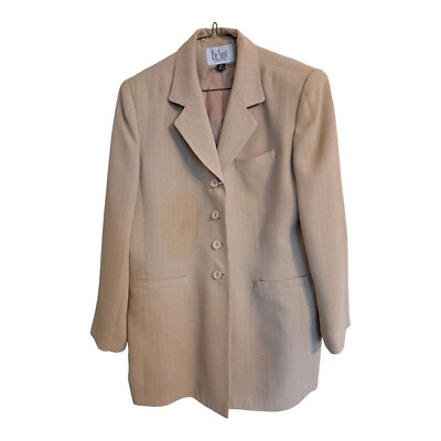 #ad Le Suit Women#x27;s Beige Tan Petite Jacket Blazer amp; Skirt Suit 14P Slight Pattern $59.99