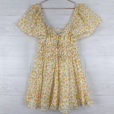 #ad Sabo Skirt Tarika Dress Floral Size Large Cut Out Flounce Tiered Mini Sundress $55.21