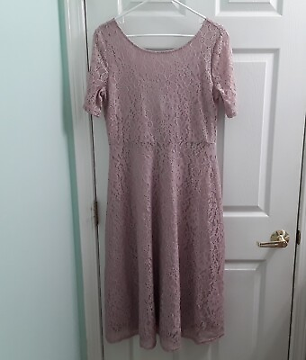 #ad Suzanne Betro Mauve Pink Floral Lace Dress Women XL NWT $29.97