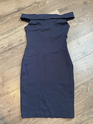 #ad Womens Fashion Nova off shoulder bodycon navy blue dress stretchy size small $13.29