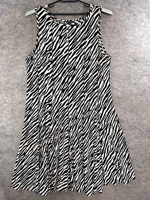 #ad Forever Dress Women Plus 2X Black White Zebra Stretch Knit Pullover Exposed Seam $13.38