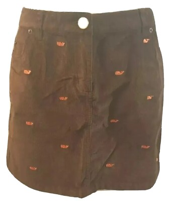 #ad Vineyard Vines Womens Mini Skirt Logo Corduroy Brown Skirt Sz 8 $14.99