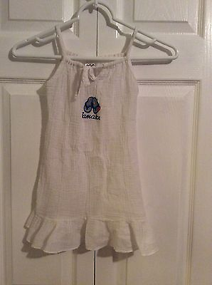 #ad Girls size L 6 6X white sleeveless Beach Cover w Jamaica amp; flip flops on front $5.99