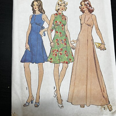 #ad Vintage 1970s Simplicity 6329 Boho Disco Maxi Dress Sewing Pattern 8 XXS UNCUT $9.00
