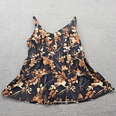 #ad Beach Belle One Piece Swimsuit Plus Size 16 Black Brown Modest Swim Skirt $24.99