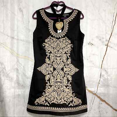 #ad #ad Boho Embroidered Sleeveless Black Mini Dress size S M $35.00
