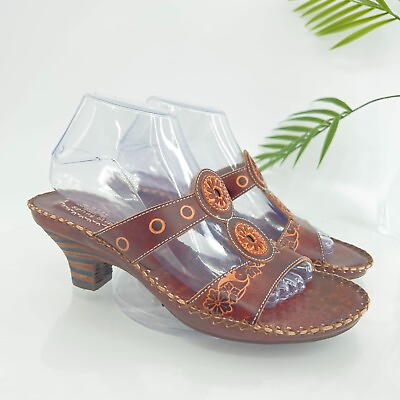 #ad Spring Step Women#x27;s Biarra Sandal Size 39 8 Brown Heel Slip On Artsy Boho Shoes $44.95