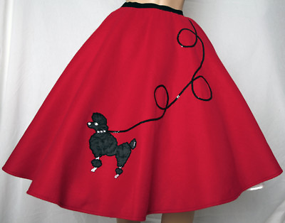 4 Pc RED 50s Poodle Skirt Outfit Size Small Waist 25quot; 32quot; Length 25quot; $48.99
