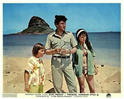#ad Paradise Hawaiian Style Lobby Card Elvis Presley Marianna Hill Bikini on beach $34.99