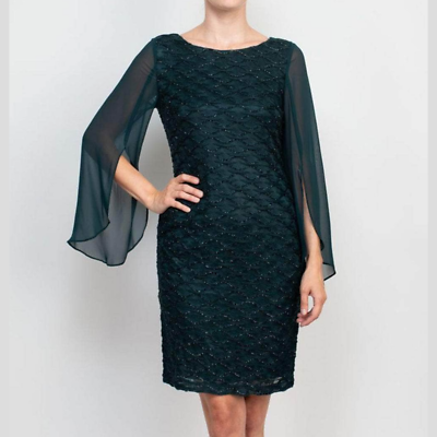#ad NWT Connected Apparel Womens Dark Mallard Beaded Sheath Cocktail Dress SIZE 10 $33.75