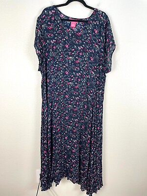 #ad Woman Within Plus Size 2X Floral Maxi Dress Short Sleeve Round Neck Lightweight $29.99