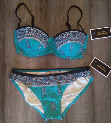#ad NEW JUicy Couture Bermuda Sky XS demi bikini 2 piece Swimsuit Extra Small $44.95