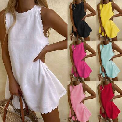 #ad Dresses Casual Holiday Plus Size Sexy Beach Dress Sleeveless Women Sundress $17.42