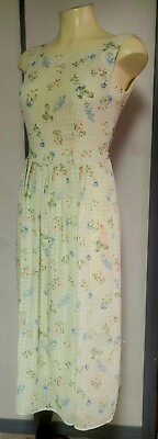 #ad Petite Sophistocate Floral Yellow And Green Spring Dress Size 4 $35.00