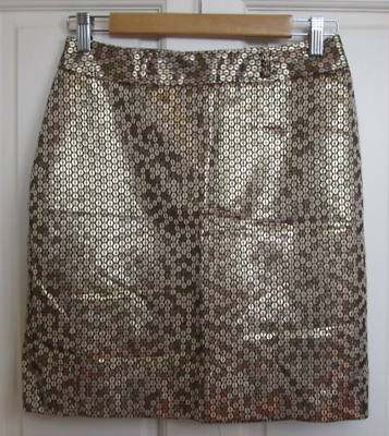 #ad Worthington Gold Shinny Skirt Womens Size 4 27x18 Shimmery Lined 17 31185 $13.45