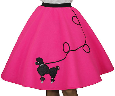 #ad 4 Pcs NEON PINK FELT 50#x27;s Poodle Skirt Adult Size Medium Waist 30quot; 36quot; L25quot; $48.99