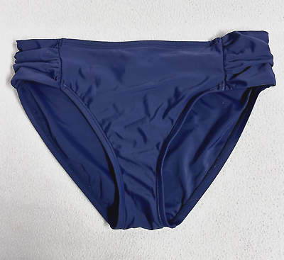 #ad Aqua Green Hipster Bikini Bottoms Women#x27;s size M Dark Blue Nylon Spandex Lined $6.00
