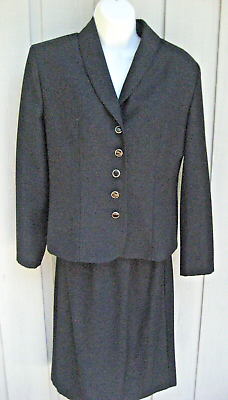 #ad Southern Lady Skirt Suit Black w Sparkle Sz 8 USA Made EC $19.99