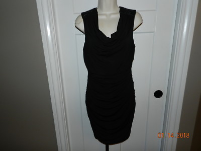 #ad Women#x27;s Studio Y Size M sheath bodycon bling shoulders Black Dress sleeveless $0.99