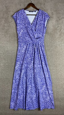 #ad Lands End Maxi Dress Small 6 8 Purple Floral Print Stretch Jersey Pima Cotton $22.49