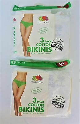 #ad Fruit of the Loom Cotton Bikini Panties Slightly Imperfect Size 5 Small 6pk $11.69