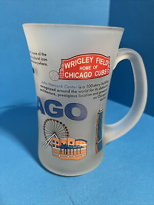#ad #ad Chicago Landmark Wrigley Field Sears Tower John Hancock Souvenir Frost Glass Mug $15.00