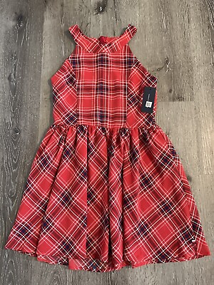 Tommy Hilfiger Kids Plaid Dress Plaid Scarlet Red Girls Dress Size XL 16 New $21.24