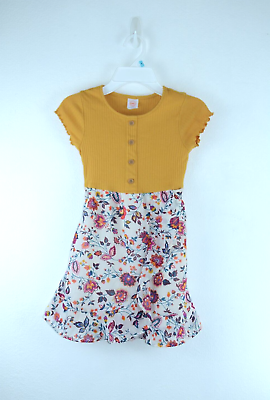 #ad Wonder Nation Girls Floral Dress Size 6 6x Yellow Mustard $11.00