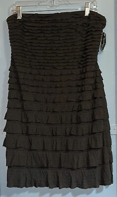 #ad #ad Express Strapless Dark Gray Lined All Ruffle Party Dress w Stretch Sz Large NWT $24.99