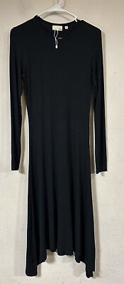 #ad #ad Wilfred Free Black Maxi Dress Long Sleeve W Asymmetric Hem Size Small $24.00