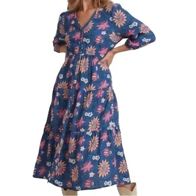 #ad Marine Layer Blue Floral Maxi Dress Size Medium MSRP $138 $59.99